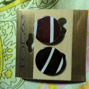 ❤️ Round Clip On Striped Earrings